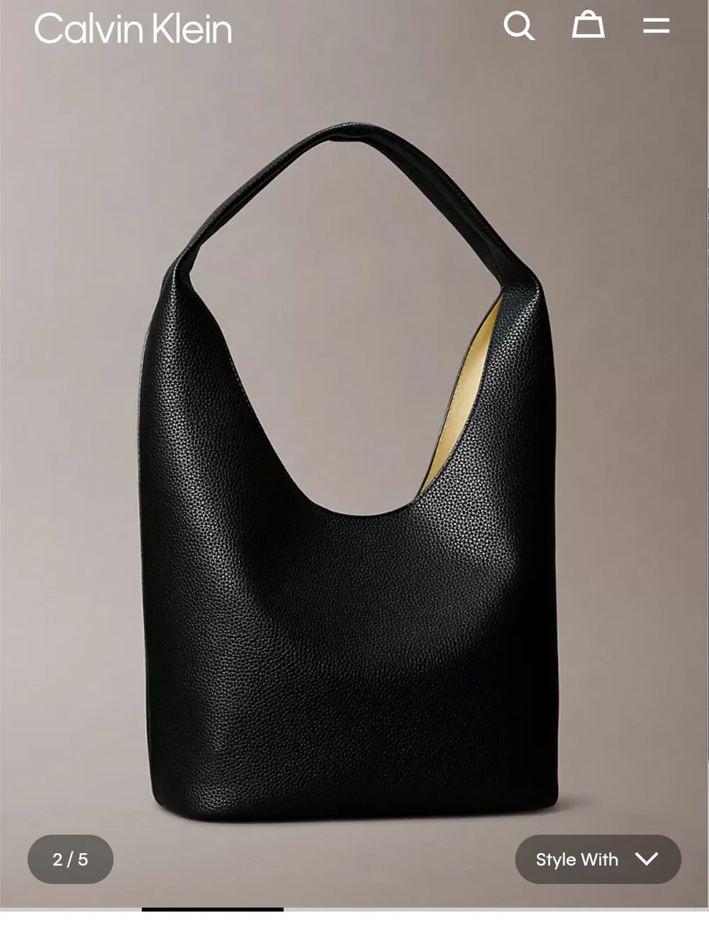 Calvin Klein Black Pebbled Slouchy Bag